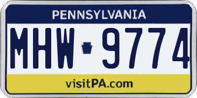 PA license plate MHW9774
