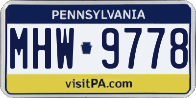 PA license plate MHW9778