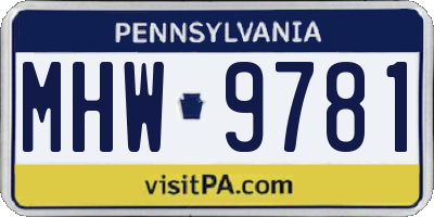 PA license plate MHW9781