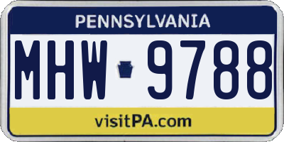 PA license plate MHW9788