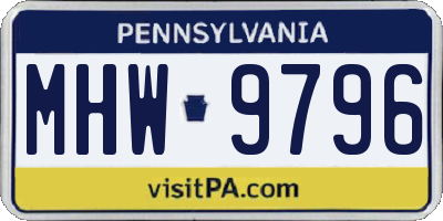 PA license plate MHW9796