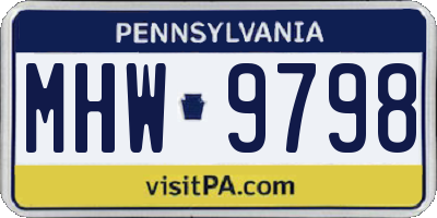 PA license plate MHW9798