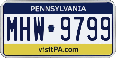 PA license plate MHW9799