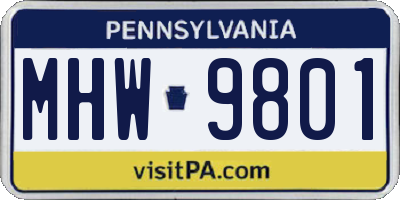 PA license plate MHW9801