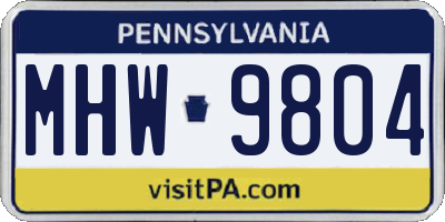 PA license plate MHW9804