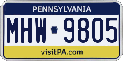 PA license plate MHW9805