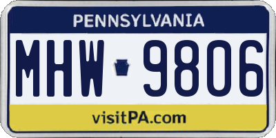 PA license plate MHW9806