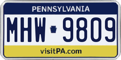 PA license plate MHW9809