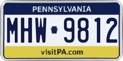 PA license plate MHW9812