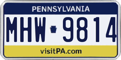 PA license plate MHW9814