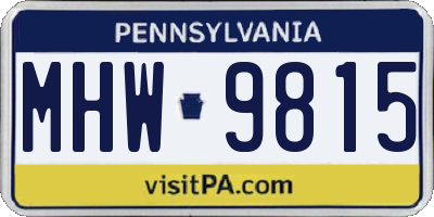 PA license plate MHW9815