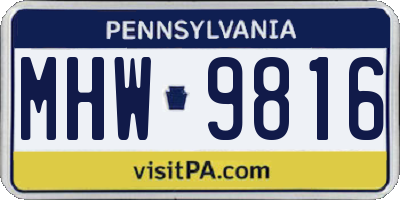 PA license plate MHW9816