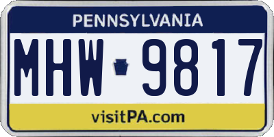 PA license plate MHW9817