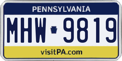 PA license plate MHW9819