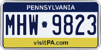 PA license plate MHW9823
