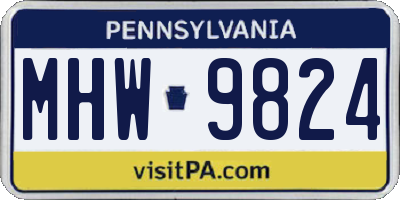 PA license plate MHW9824