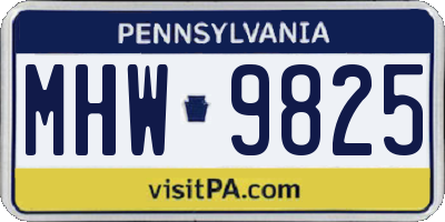 PA license plate MHW9825