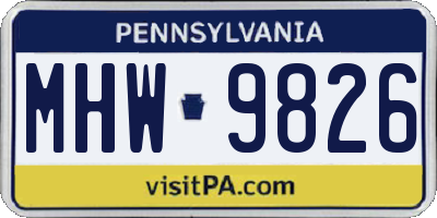 PA license plate MHW9826