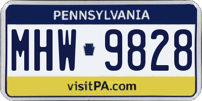 PA license plate MHW9828