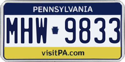 PA license plate MHW9833
