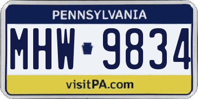 PA license plate MHW9834