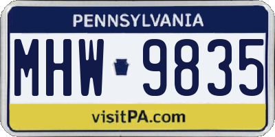PA license plate MHW9835