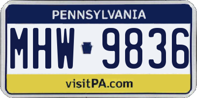 PA license plate MHW9836