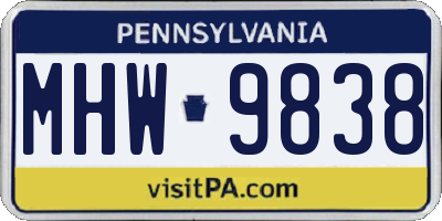PA license plate MHW9838