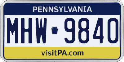 PA license plate MHW9840