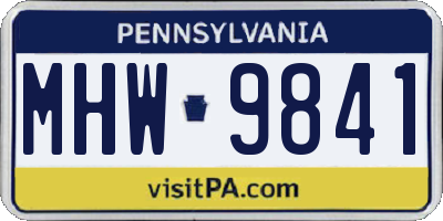 PA license plate MHW9841