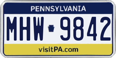 PA license plate MHW9842