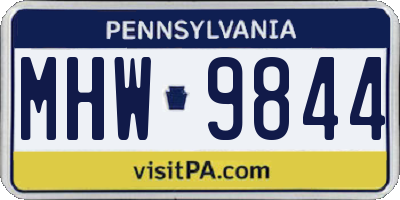 PA license plate MHW9844