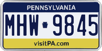 PA license plate MHW9845