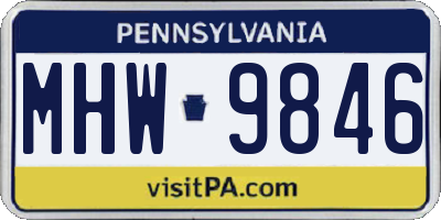 PA license plate MHW9846