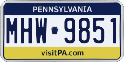 PA license plate MHW9851