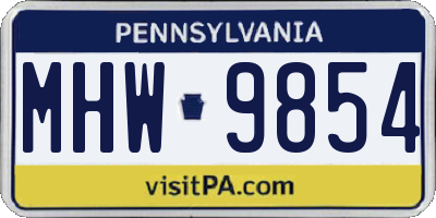 PA license plate MHW9854