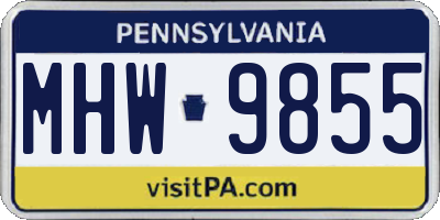 PA license plate MHW9855