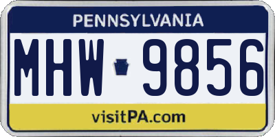 PA license plate MHW9856