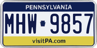 PA license plate MHW9857