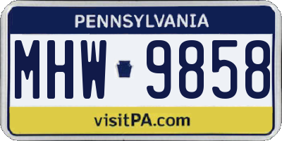 PA license plate MHW9858