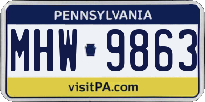 PA license plate MHW9863