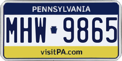 PA license plate MHW9865