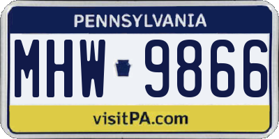 PA license plate MHW9866