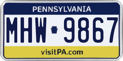 PA license plate MHW9867
