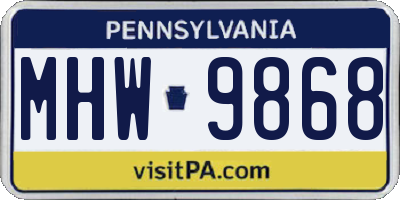 PA license plate MHW9868