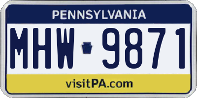 PA license plate MHW9871