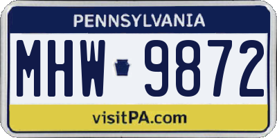PA license plate MHW9872