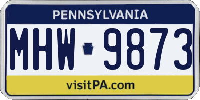 PA license plate MHW9873