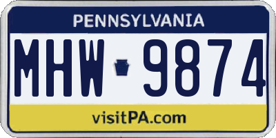 PA license plate MHW9874