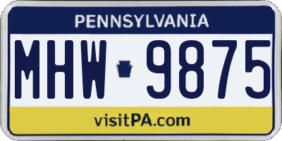 PA license plate MHW9875